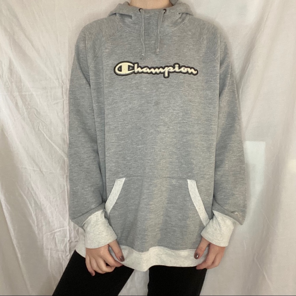Champion Authentic Gray and Off White Hoodie - Picture 5 of 9
